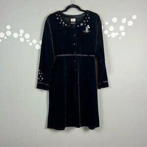 Disney Store Mickey Mouse Velour Snowflake Button Front Girls Dress M